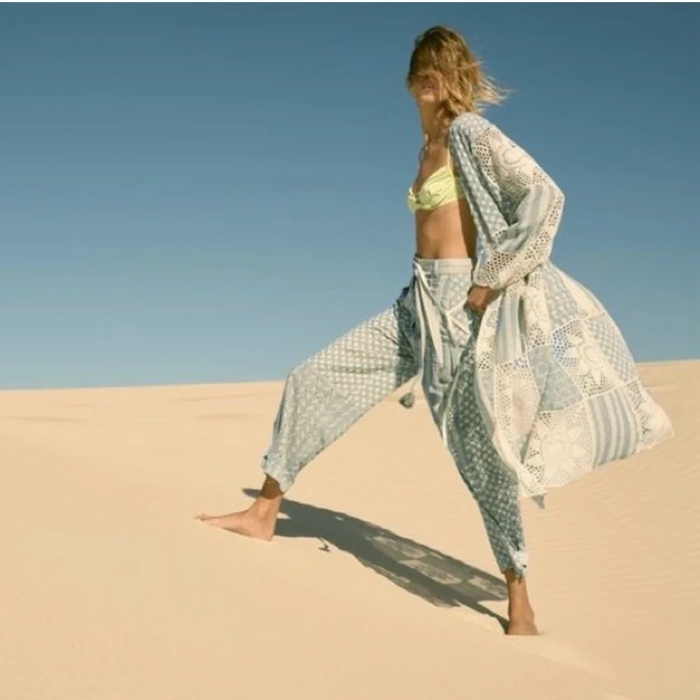 Zara Limited Edition Patchwork Crochet Midi Kimono Boho